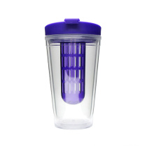 Plastic Double Wall Travel Mug with Infuser